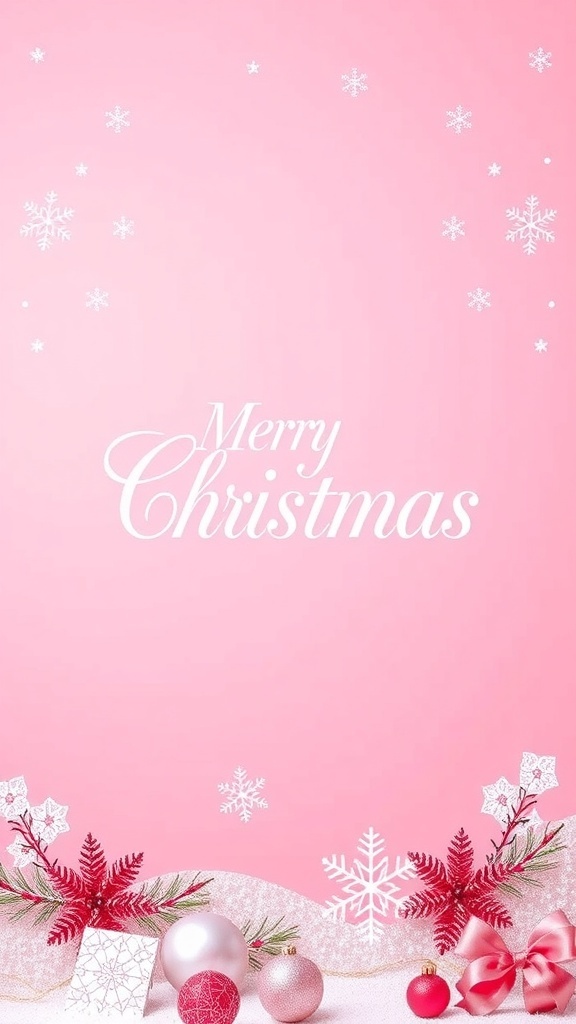 A pink Christmas YouTube banner with snowflakes and a pink Christmas tree, featuring festive text.